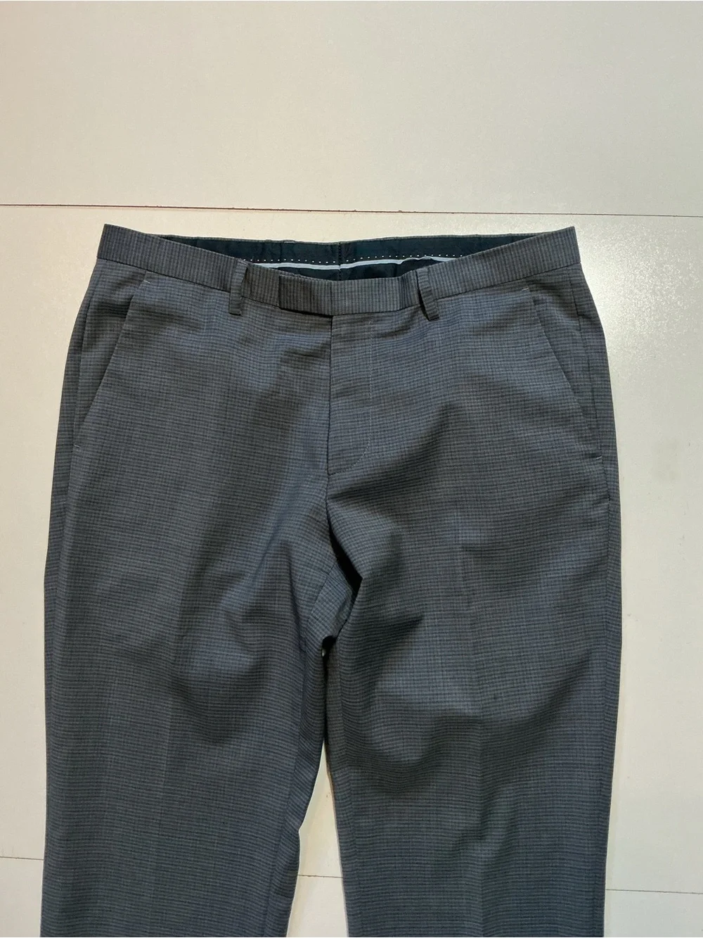 Hugo Boss Sharp Sharp1 100% Virgin Wool Grid Check Men's Dress Trouser Pants